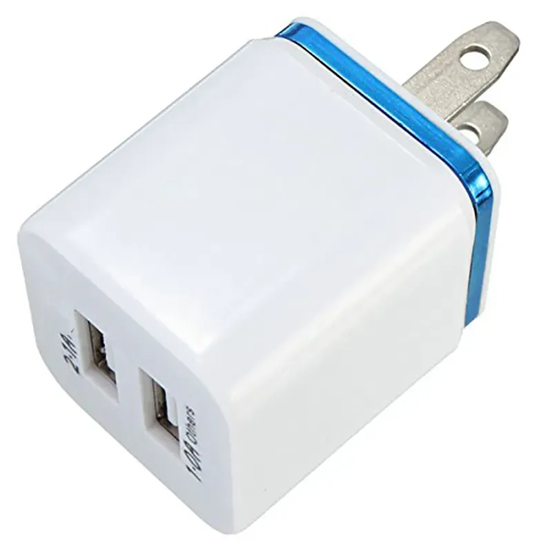 High Quality 5V 2.1/1A Double US AC Travel USB Wall  for Samsung Galaxy HTC Cell Phones Adapter