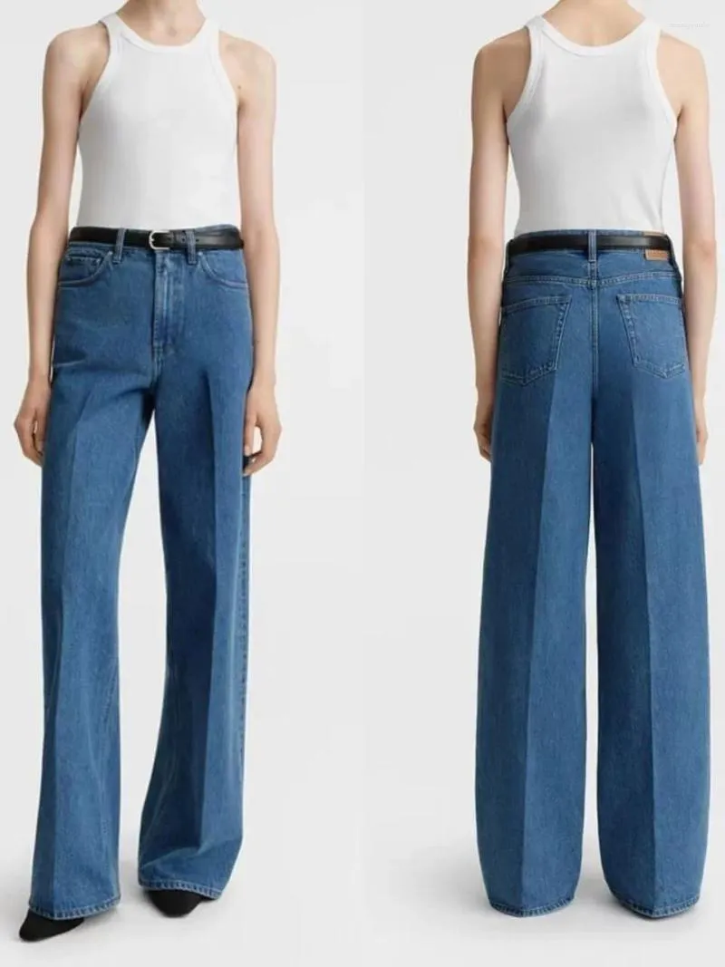 Jeans pour femmes Blue Femmes larges de jambe longue Pantal