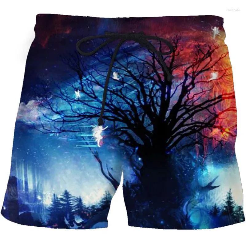 Herr shorts blå flamma grafikbräda män 3d tryck sommar strand surf baddräkt homme 2024 modesimt stammar cool is