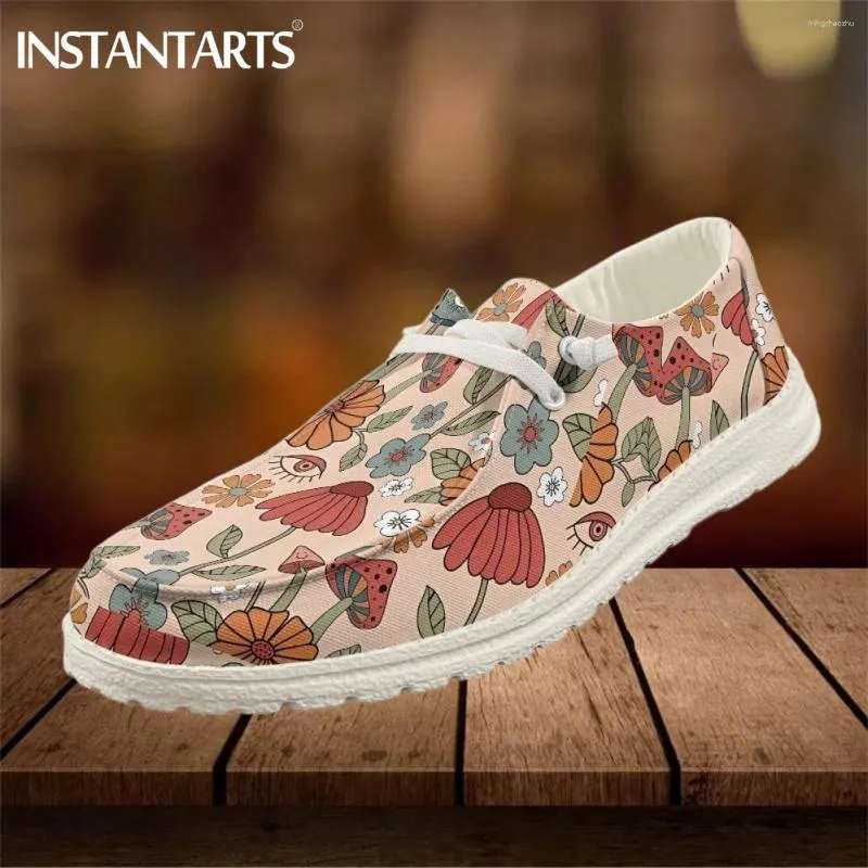 Casual Shoes INSTANTARTS Mushrooms&Florals Lace-up Flats Men Women Indoor Outdoor Sneakers Unisex Fashion Slip On Loafers