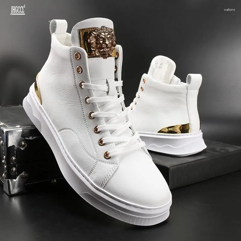 Casual Shoes White High-top Tide Men's Boots Personality Warm Small Everything Up Board A6