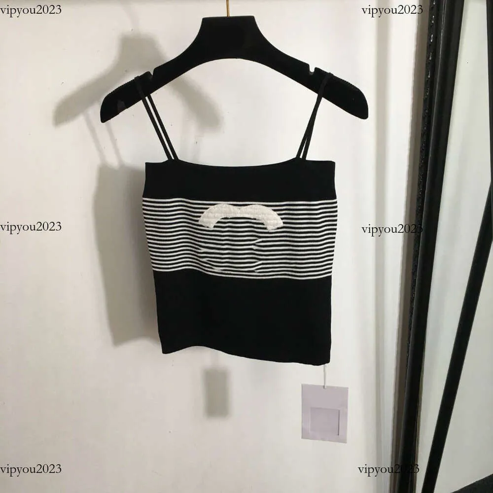 designer knit vest women brand clothing for womens summer tops fashion embroidery logo patch striped camisole ladies sleeveless t shirt Apr 19