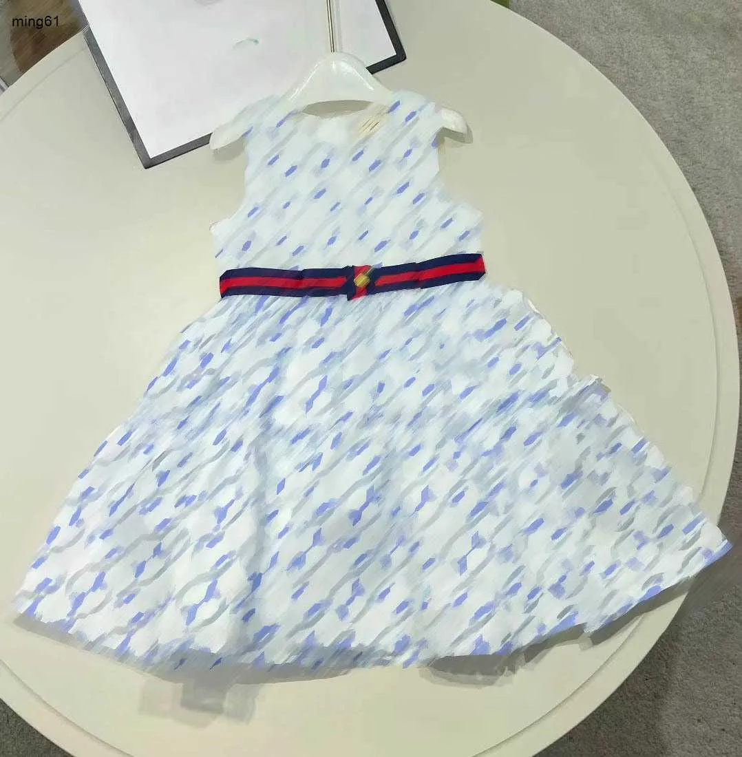 Merk prinses jurk mouwloos taille design baby rok maat 110-160 cm kinderen designer kleding zomer meisjes feestdress 24april