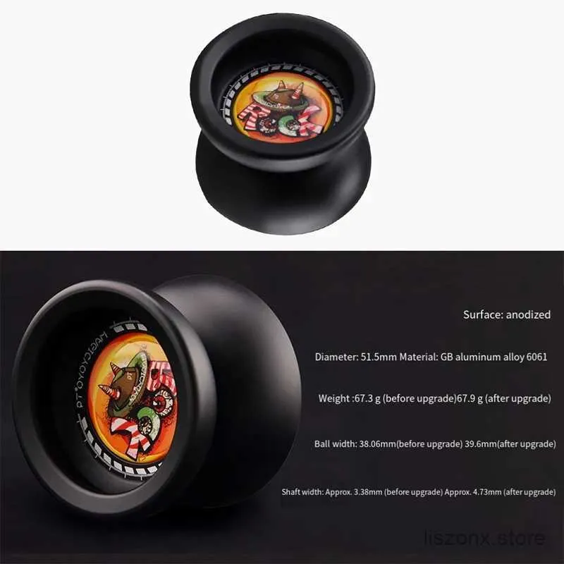 Yoyo t9 legering aluminium hög precision lager yoyo svart yoyo boll för nybörjare yoyo leksak lång snurr med kristallklistermärken