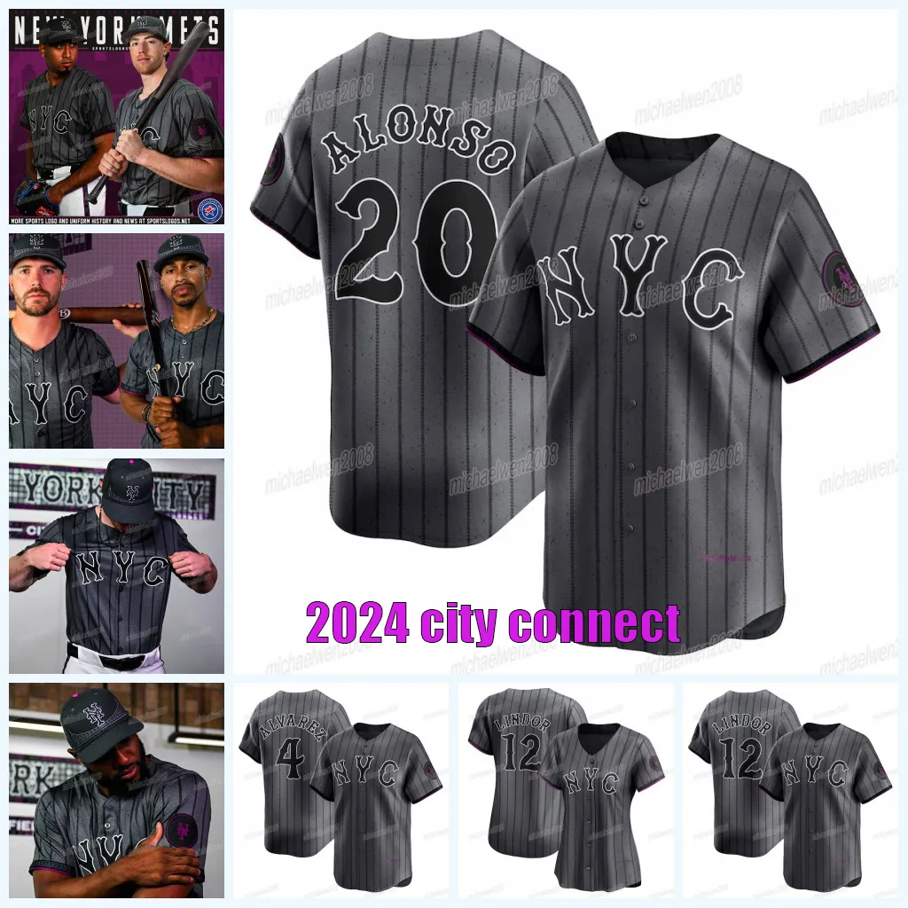 12 Francisco Lindor Mets 2024 City Connect Jersey Francisco Alvarez Kodai Senga Alex Ramirez Brandon Nimmo Starling Marte Jeff McNeil Edwin Diaz Pete Alonso Baty