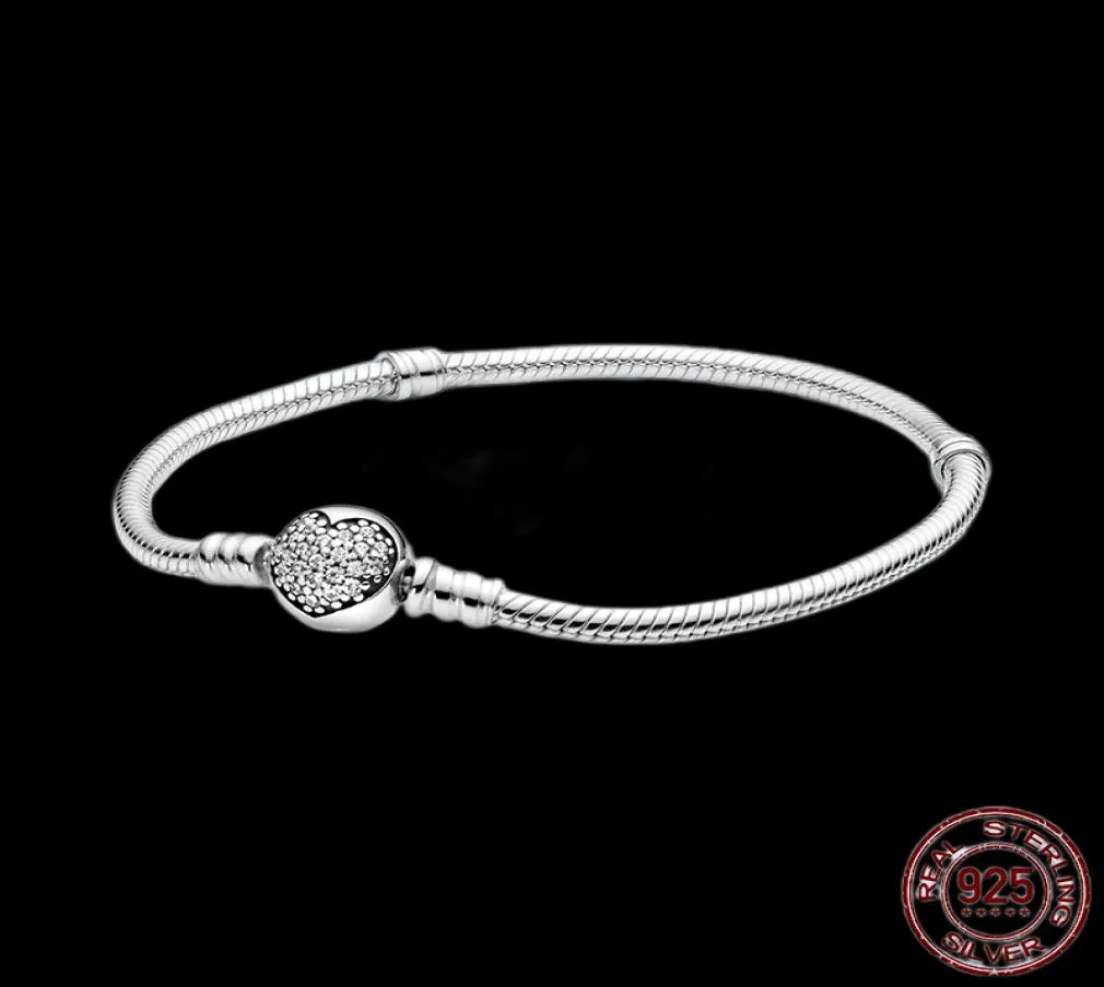 Bracelets femininos 925 Sterling Silver Heart CZ Chain de diamante FIT P BEADS BEADS FELE JOIXAS COM ORIGINAL BOX8649148