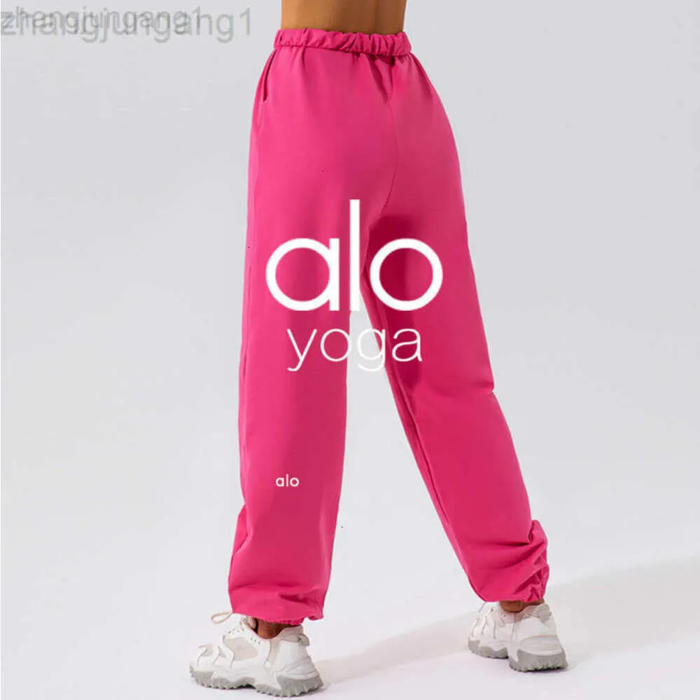 Desginer Alooo Yoga Pant Leggings de cintura suelta Danza deportiva Casufutness Pantalones de piernas rectas para mujeres