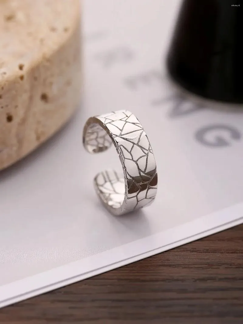 Cluster Rings High Quality Pure 295 Silver "Crack" Ring For Men And Women Simple Personality Style With A Opening