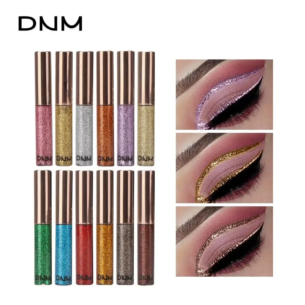 Eyeliner dnm 16 couleurs paillettes liquide eye-liner paillettes narquois brillantes brillante maquillage de fard à paupières imperméable durable durable