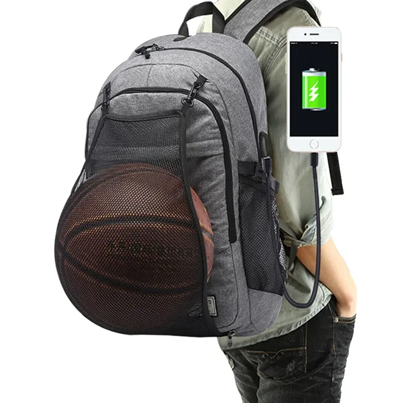 Bags Hot Men's Sports Gym Bags Basketball Backpack School Bags For Teenager Boys Soccer Ball Pack Laptop Bag Football Net Fitness Bag