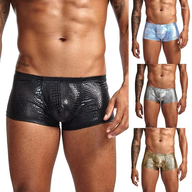 Underpants Jodimitty Herren Sexy Boxer Haut Leder Unterwäsche Männer krottellose Shorts Low Taille Männlich Ropa Interieur