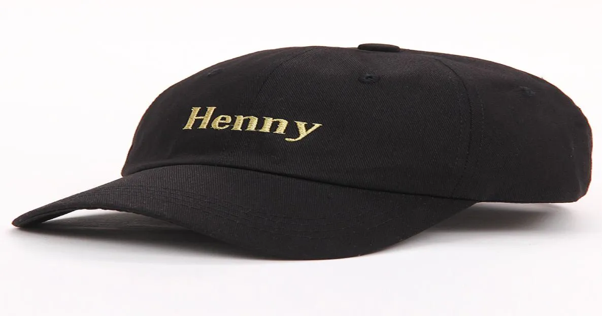 Henny Borduurwerk Dad Hoed Men Vrouwen Slouch Cotton Baseball Cap Gebogen Bill Verstelbare Buckle Retro Summer8444918