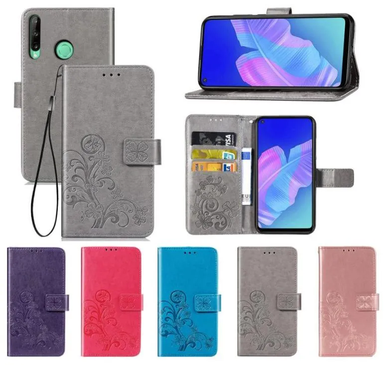 Case di cellulare per Huawei P40LITEE PU COPERSA COPERTURE LACKET CLOVER CLOVER CLOVER PERCHIO CONTRO CON STRAPMODELP40LITEE6619409