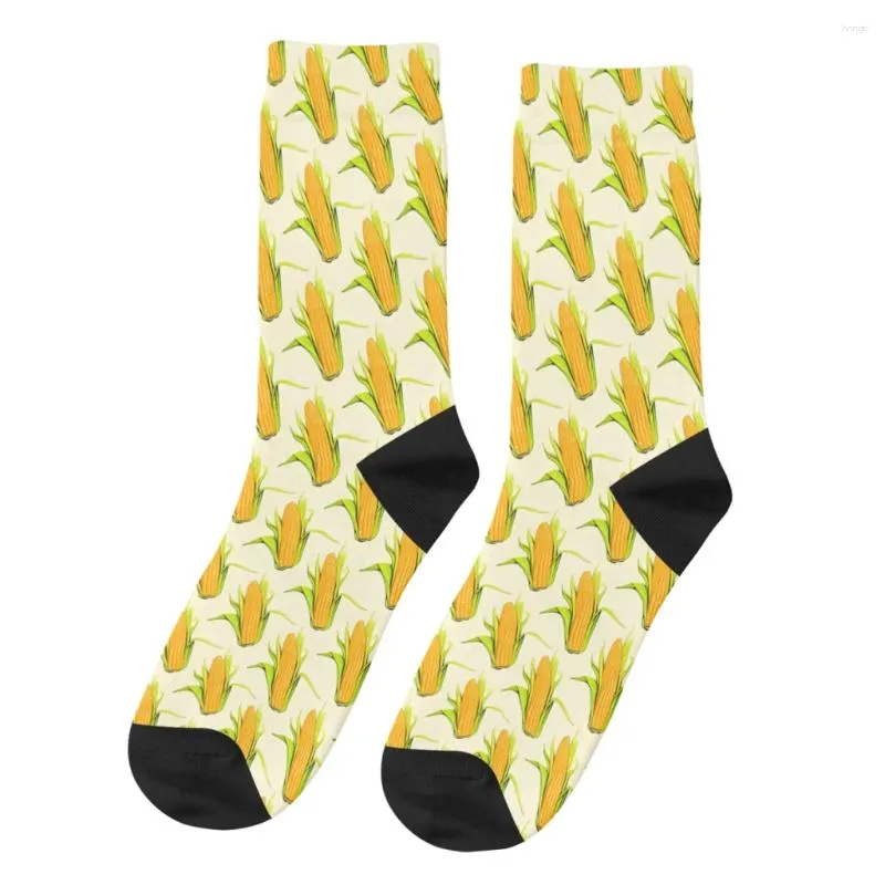 Men's Socks Corn Pattern Funny Retro Vegetables Food Street Style Casual Crew Sock Gift Printed