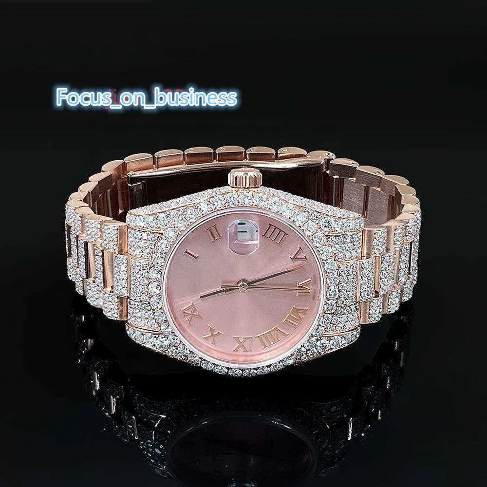 2023 Luxury customized automatic VVS D Moissanite watch womens sparkling with diamond