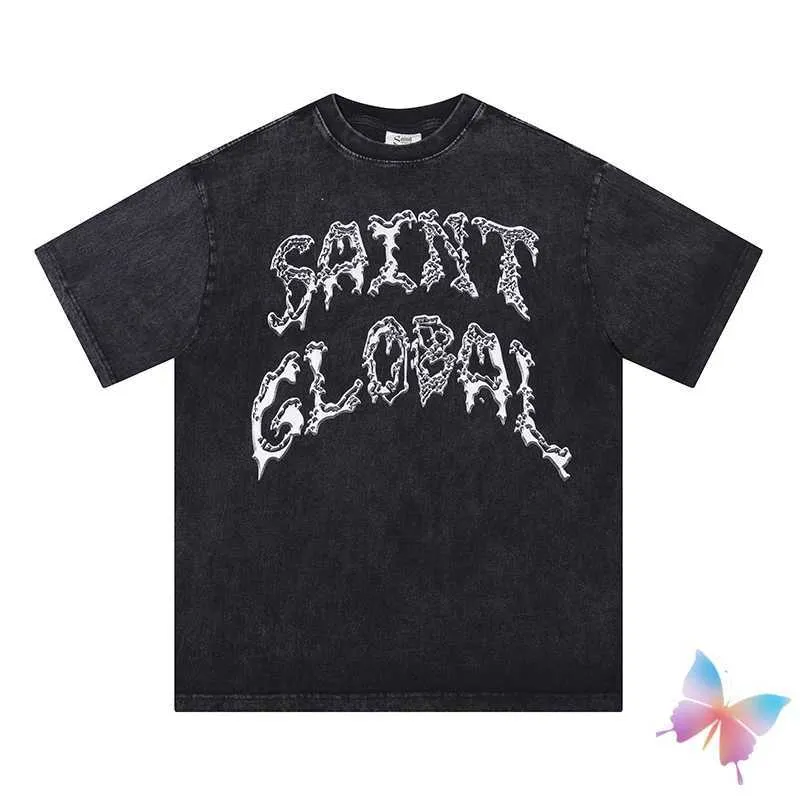 Men's T-Shirts 24FW Summer Hiphop Street Saint Michael T-shirts Cotton High Quality Engraved Letter Print Short Sle Tops Men Women Clothes J240419