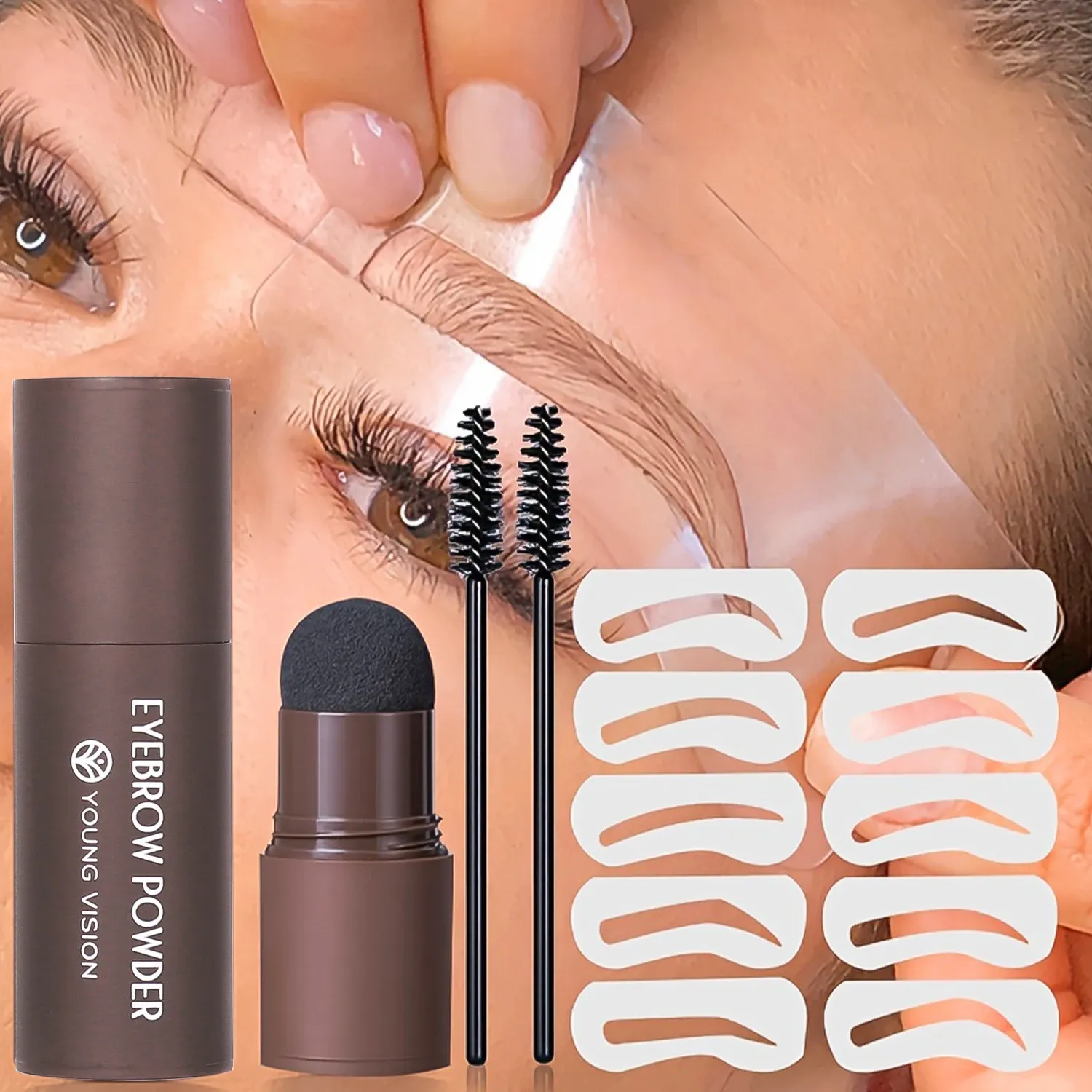 Enhancers Eyebrow Stempel Schablone Kit 1 PCs Augenbrauenstempelforming Kit langlastend wasserdicht, Augenbrauen -Make -up -Brow -Form mit 10 Stcs