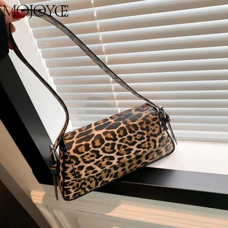 DrawString Pu Leather Chic Sling Purses Large Capacity Women Single Shoulder Bag Solid Color Leopard Print Fashion Handbag Y2K Travel Påsar