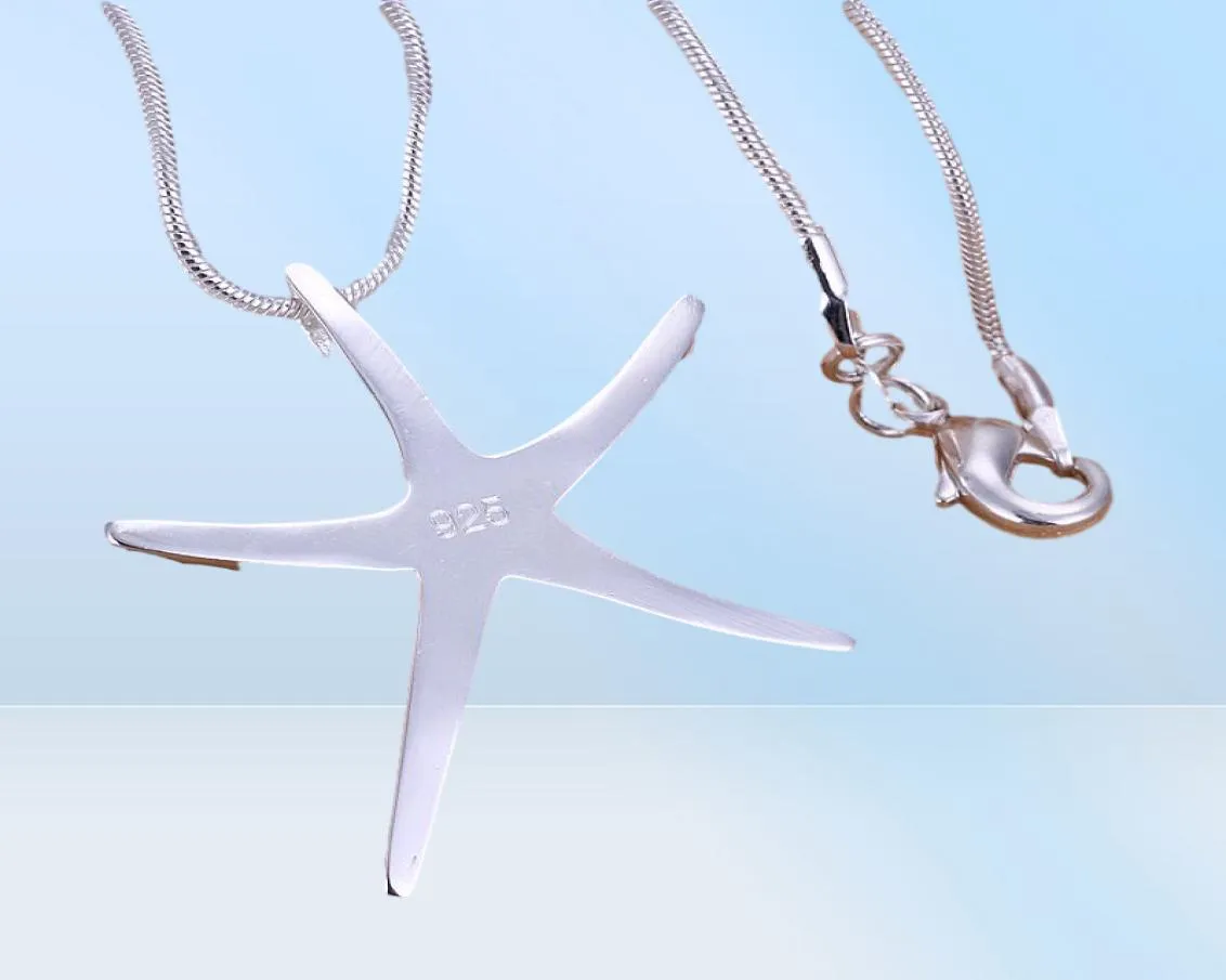 Fashion Party Jewelry Plated 925 Sterling Silver Starfish Pendant Necklace Christmas Gift 3815622