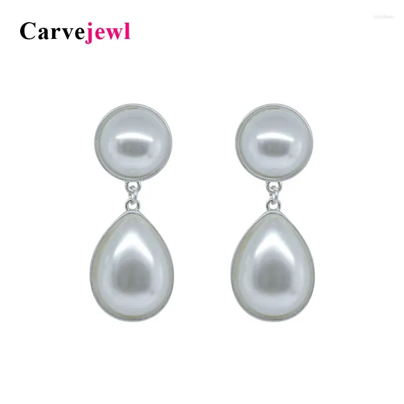 Boucles d'oreilles en pente Carvejewl Post Pearl pour femmes bijoux fille cadeau simple coréen déchirure classique