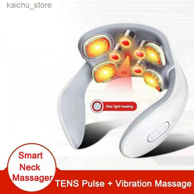 Elektrische massagers Intelligente nekmassager met lowfrequentie puls keramische elektrische massager voor ontspanning fysiotherapie thermisch compree y240504 gmfw