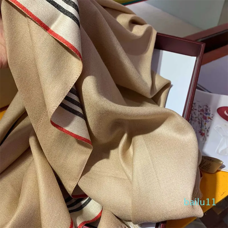 Luxusmarke Solid Farb gestreifte Schal Seiden Kaschmirschal Winter Komfort Wärme Mode Accessoires Klassische Design Familien Frauen Geschenk Schal