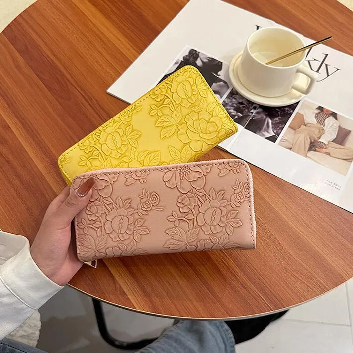 Factory outlet womens handbags 9 colors simple Joker zipper fashion mobile phone bag large capacity multi card ladies purse elegant printing clutch bag 070 #