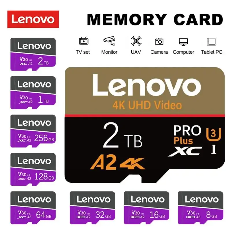 Cards Lenovo 2TB Micro TF SD Card 1TB 512GB SD/TF Flash Memory Card 256GB SD Memory Card 128GB Mini SD Card For Drones Phones Camera