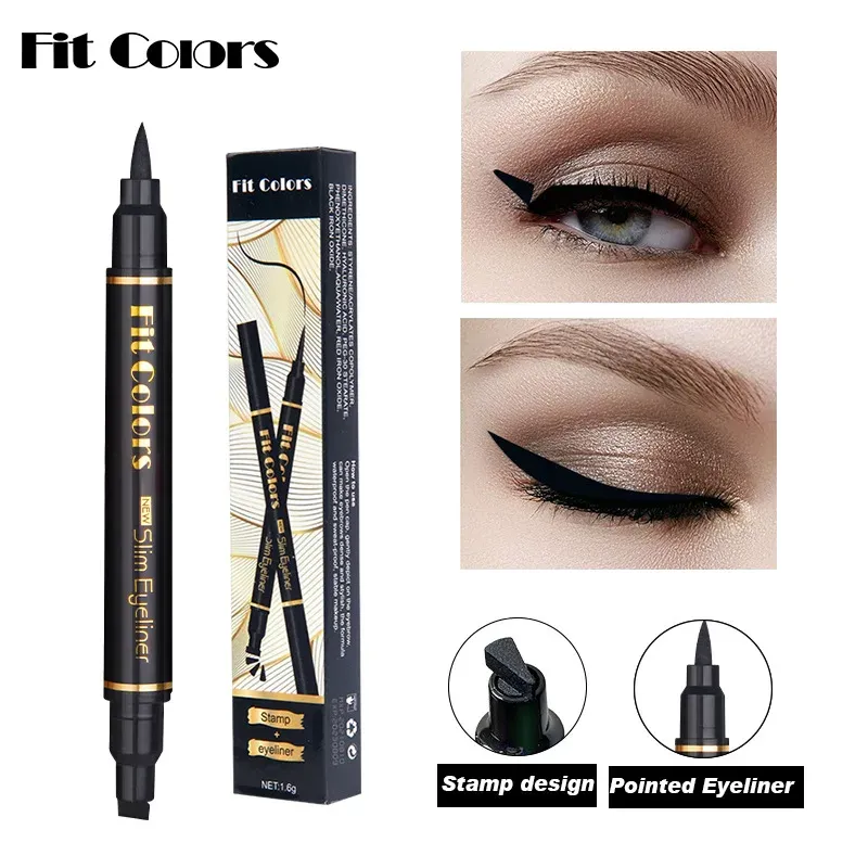 Eyeliner Eyeliner Dubbele hoofdafdichting Vloeistof Potlood Waterdicht Durend ondersteuning Tattoo driehoekafdichting Eye Liner Oogmake -upgereedschap TSLM1