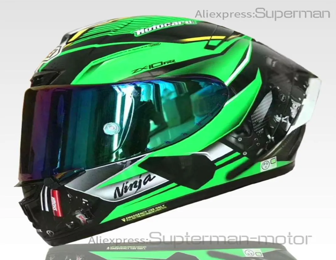 Full Face shoei X14 kawasa kki green Motorcycle Helmet antifog visor Man Riding Car motocross racing motorbike helmetNOTORIGINA5107324