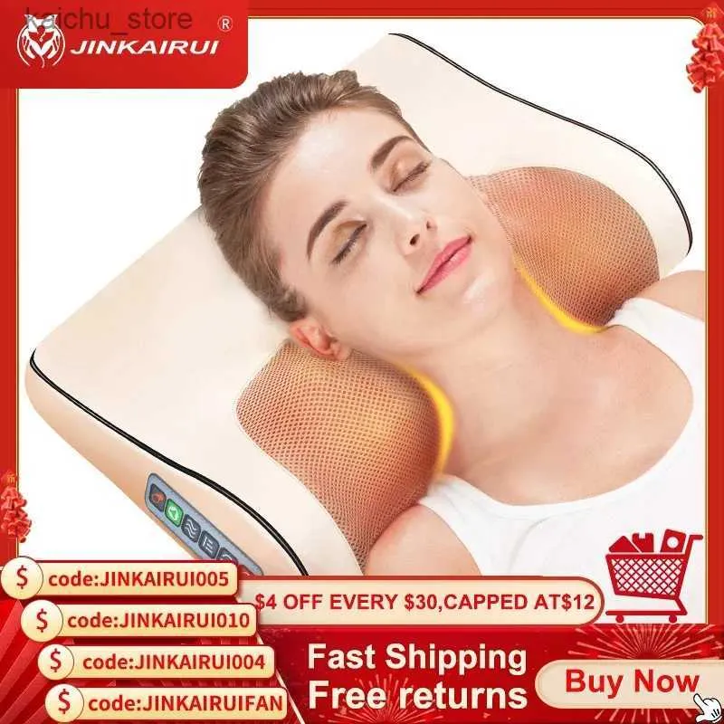 Elektrische Massager Jin Kairui Infrarot Heizheiz Hals Rücken Körper Elektrische Massage Kissen Fingerdruck Gerät Medizinische Massage Relaxation Y240425