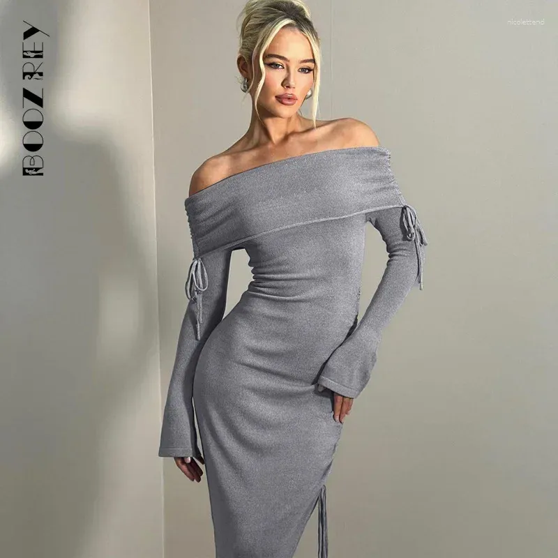 Off shoulder drawstring dress online