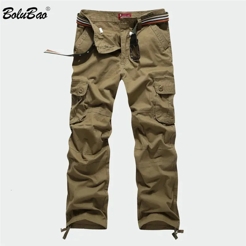 BOLUBAO Men Cargo Pants Men Multi Pockets Pants Military Camouflage Track Pants Trousers Mens Elastic Waist Pant 240409