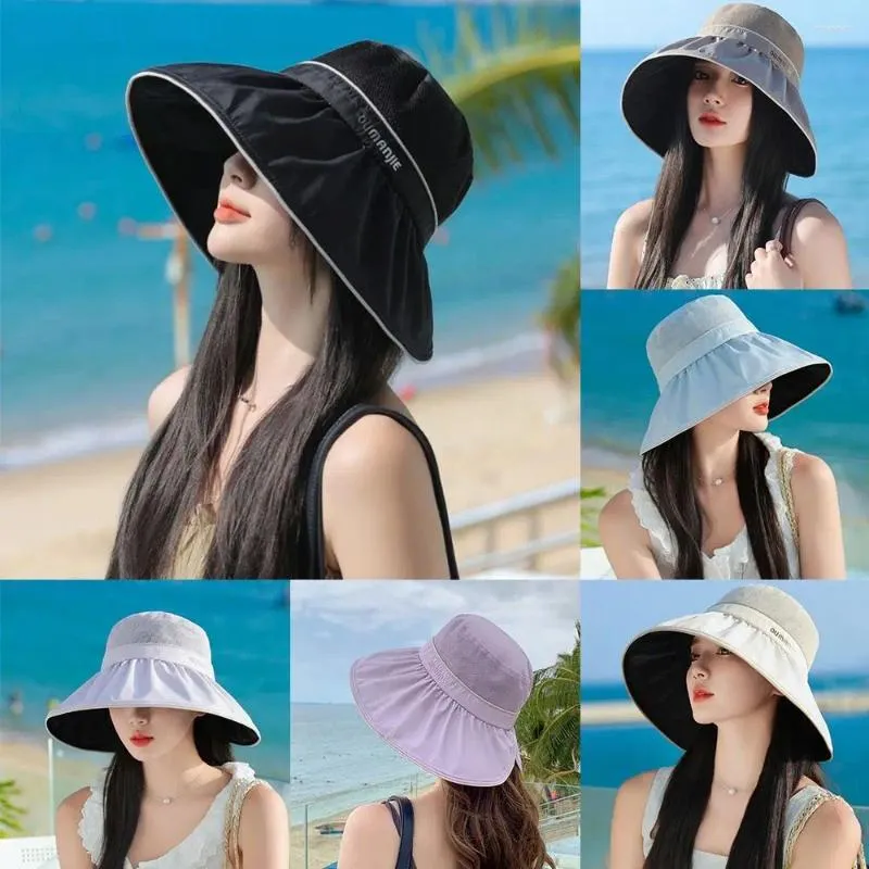 Bérets Houstable Fisherman Hat Fashion Anti UV Wide Brim Beach Cap Sun Visor Summer