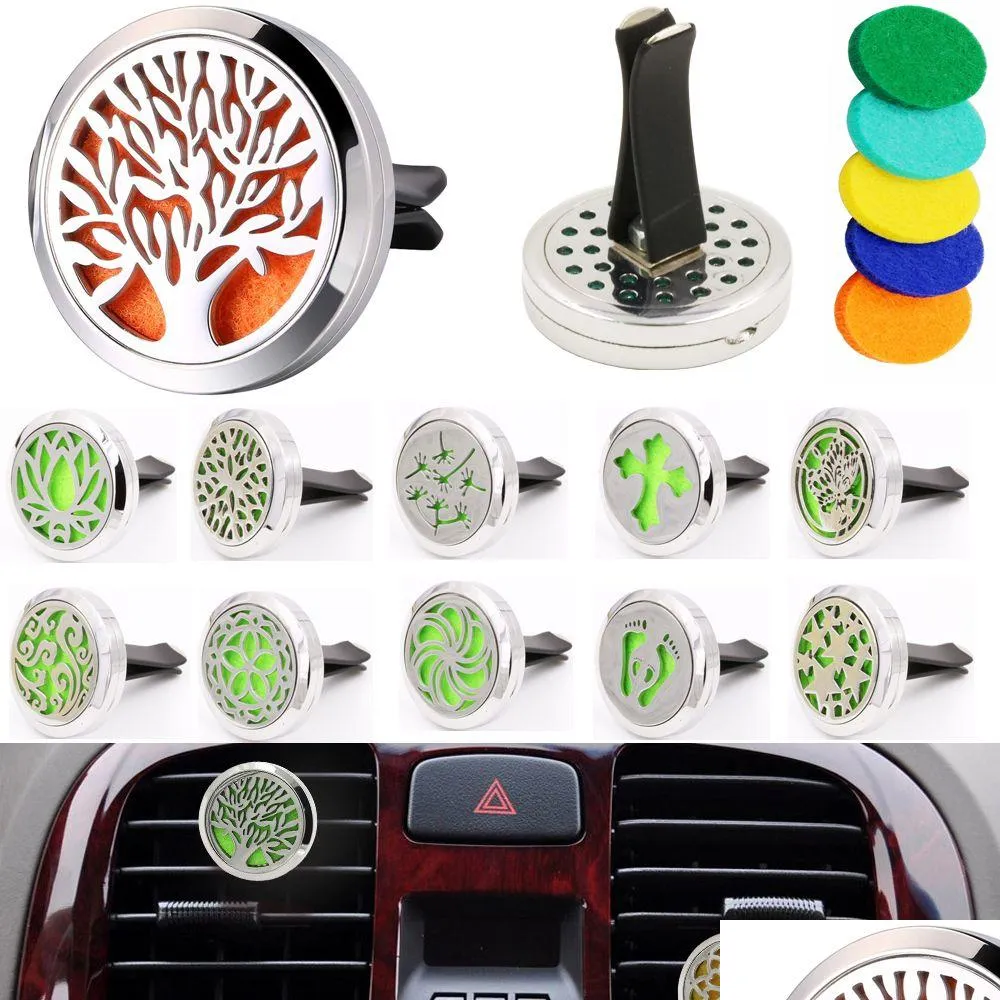 Essential Oils Diffusers Aromatherapy Home Oil Diffuser For Car Air Freshener Per Bottle Locket Clip With 5Pcs Washable Felt Pads Fr Dhk1P