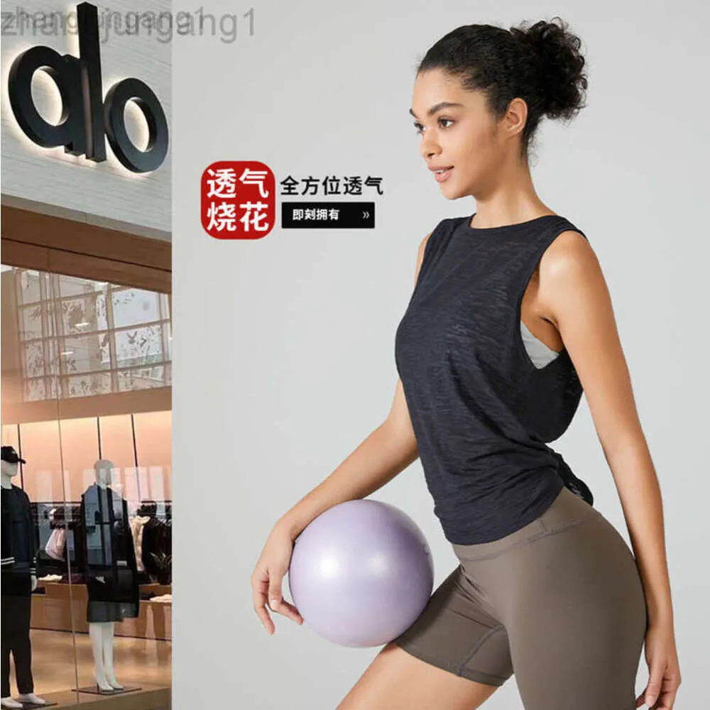 Desginer Alooo Yoga Top Shirt Clede Korte vrouw Summer Sporttank Dames lopen los snel droge training mouwloze fitness bovenste pak