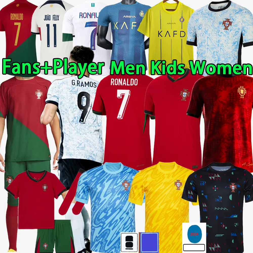 2024 2025 Portugal Ronaldo långärmad al Nassr Soccer Jerseys Men Kids Kit Women Player Version Football Shirt T Bernardo B.Fernandes Pepe G.Ramos Deco Rui Costa R.Leao