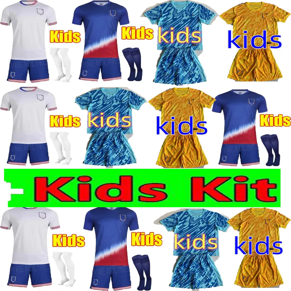 S-XXL Usas Pulisic Soccer Jerseys 2024 2025 Copa America 24/25 Home Away Kids Football Shirts Kids Fan Version Smith Morgan