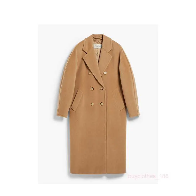 معطف المعطف للمعطف الكشمير مصمم أزياء المعطف Maxmaras Madame Classic Coat Camel