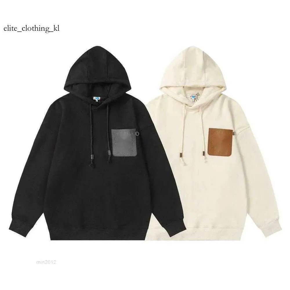 Loewew Bag à capuche Sweatshirts Sweats Sweats High Edition Luo Yi Automne / hiver Nouveau Pocke en cuir Lowew Top Sweater Loose et Femme Casual Couple Coat Men's Men's Trend 645