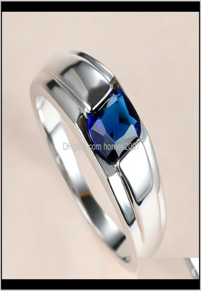 Jewelrysimple mâle femelle bleu cristal ring charme couleurs mariage classique carré zircon pierre de fiançailles pour femmes hommes dr5607272