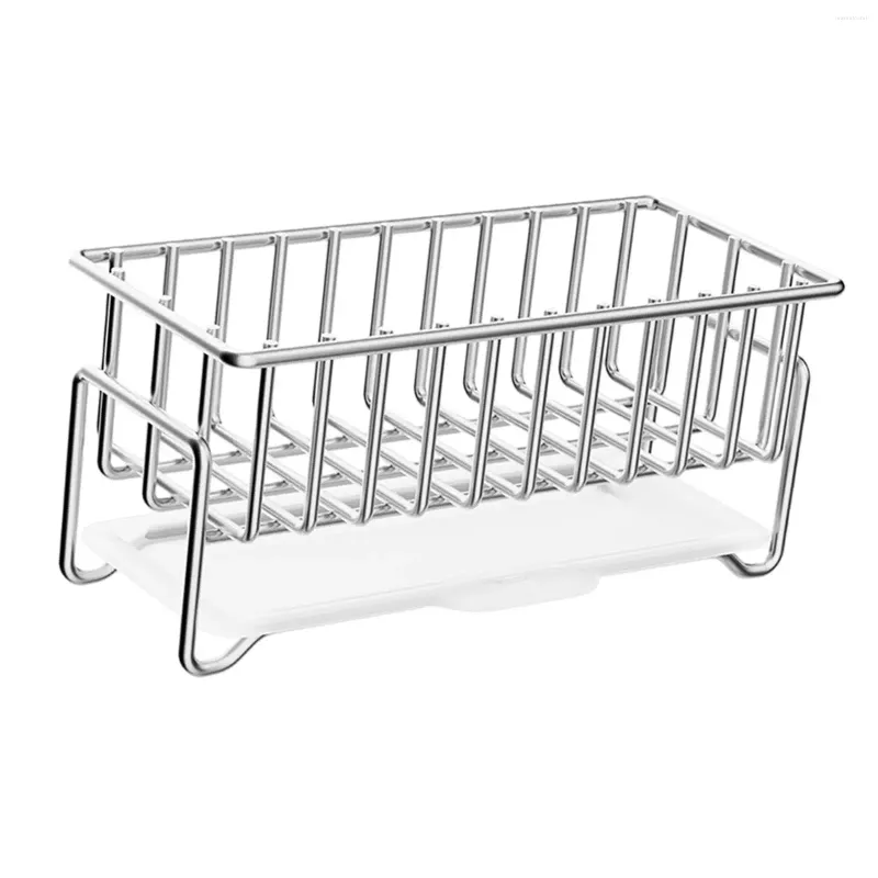 Küchenspeicherschwamm Halter Rostproofes Waschbecken Rack mit abnehmbarem Abflussschalen Organizer