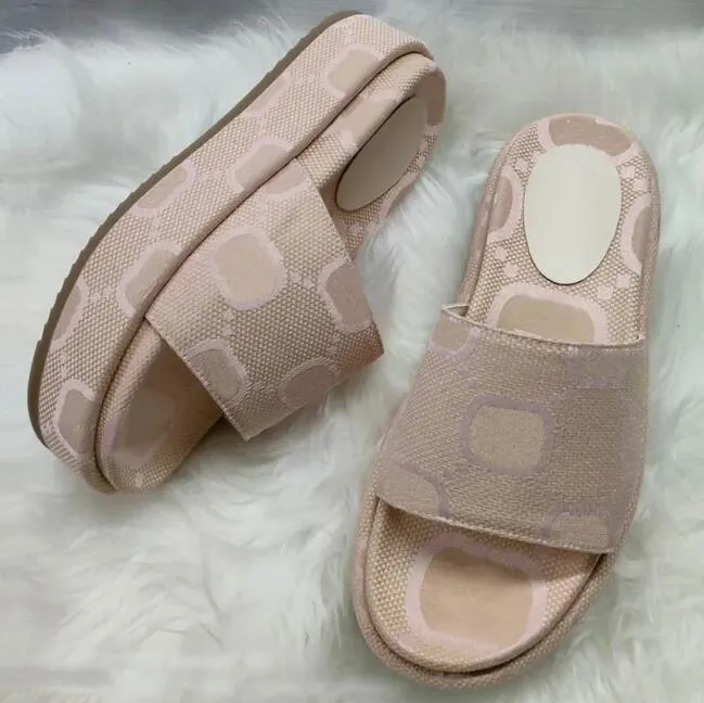 Desbravadores Slipers Slides feminino Summer Summer praia moda moda bordada lona plana mulas deslize em meninas 60 mm Sandals de plataforma coberta de tela 35-45