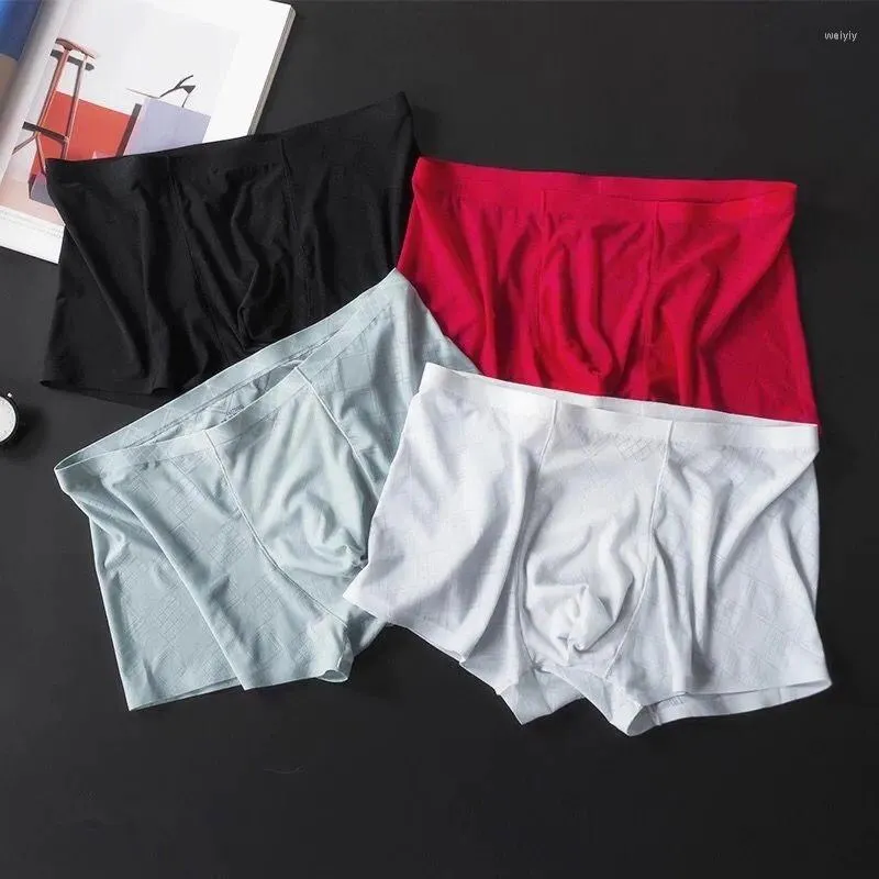 Sous-pants 2024 SUMMERMEN BOXERS SEMANS SANSEL ICE CHOF SOUS-WEAR BOXER SPANDEX 3D CROTCH NYLON STRIPS Shorts M-3XL 3PCS / LOT