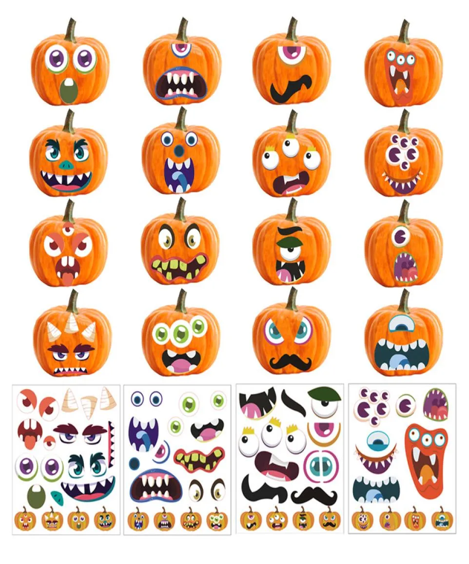 Adesivos de máscara de halloween 24x28cm Party Faça um rosto decoração de abóbora adesivo decoração de casa decalques DIY Halloween decoração6555210