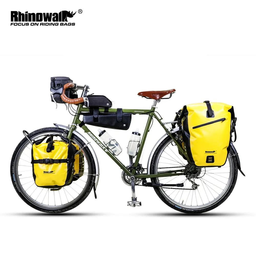 Bags Rhinowalk Bike bag set for long distance cycling trip Waterproof Bicycle Bag Pannier Handlebar bag Frame Bag Cycling Trip