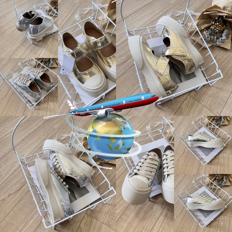 2024 Casual Shoes Designer Shoes Womens Platform Vintage Trainers Sneakers Gold Silver Lace Up Kardborrstorlek 36-40 Klassisk bekväm Gai Golden White