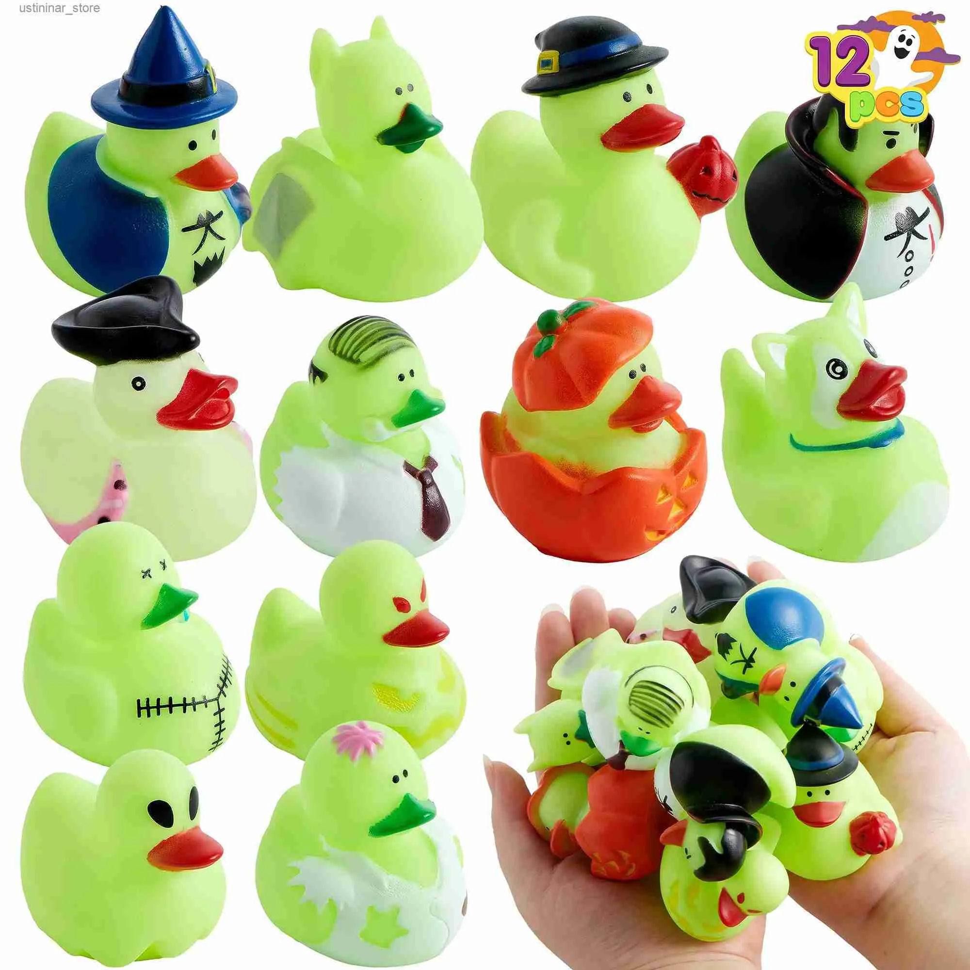 Sand Play Water Fun Halloween Rubber Duck ToyGlow in the Dark Halloween Rubber Duck in Bulk Bath Toy For Halloween tema Kid Gift Party Favor L416