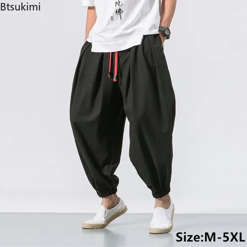 Herrenhosen Mode Harem chinesischer Stil Lose Baumwollwäsche Hosen Trend Streetwear Mann lässige japanische Kimono -Joggingpants