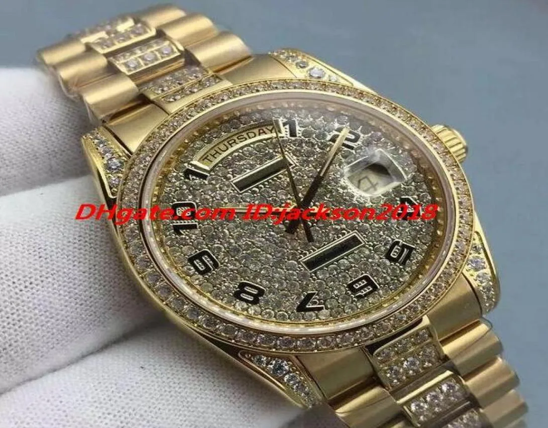 New Style Luxury Watch 8 Style Mid Size 18K Jaune Gold Quickset Full Pave Diamonds Diamants 36 mm Fashion Automatic Men039s Montres 3892023